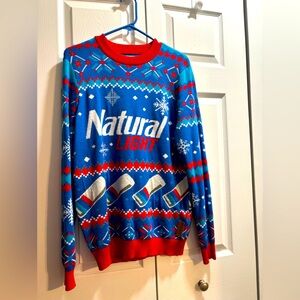 Men’s Natural Light ugly Christmas sweater. Good condition. Size medium